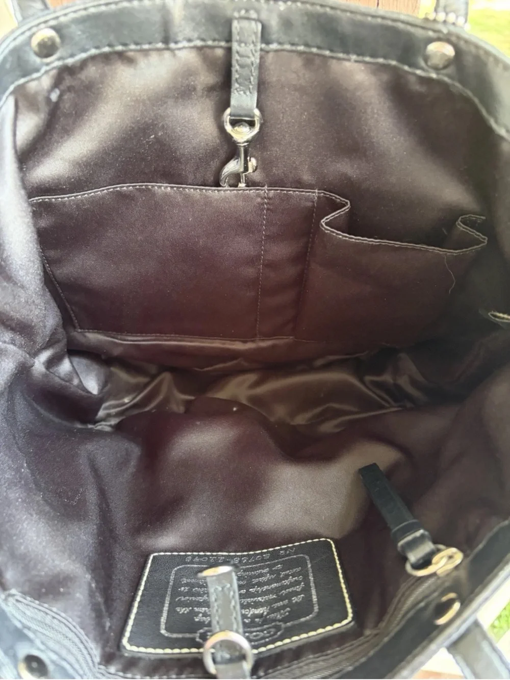 Y2K COACH Gunmetal Signature Jacquard Monogram Leather Tote Bag No. E0768-11098